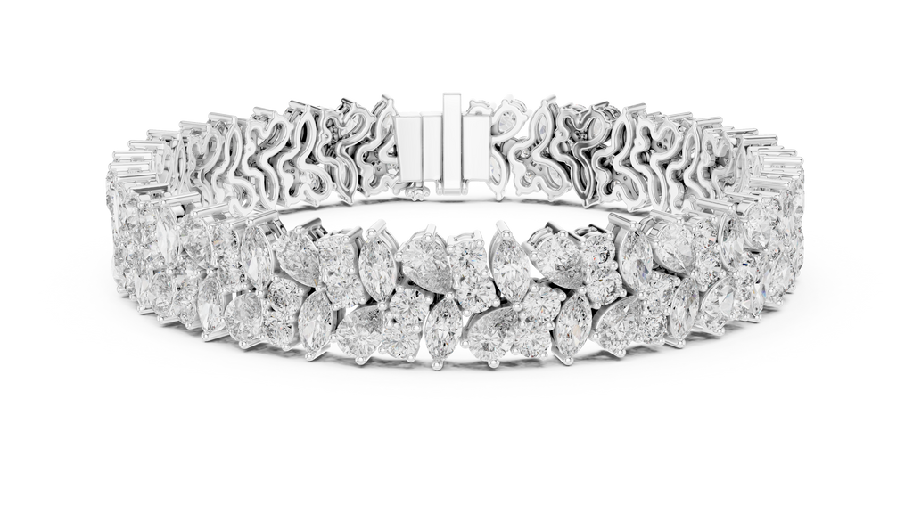 Laurel Cascade Silver Cluster Bracelet