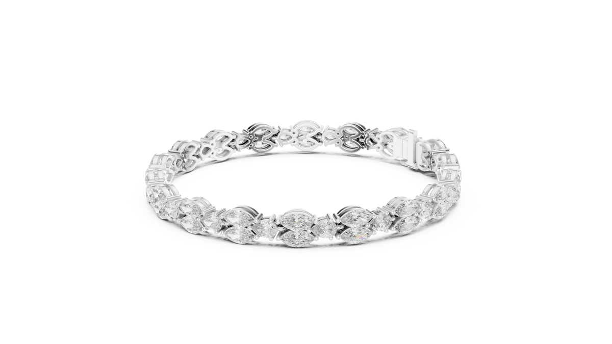 Marquise & Pear Petal Cluster Diamond Tennis Bracelet