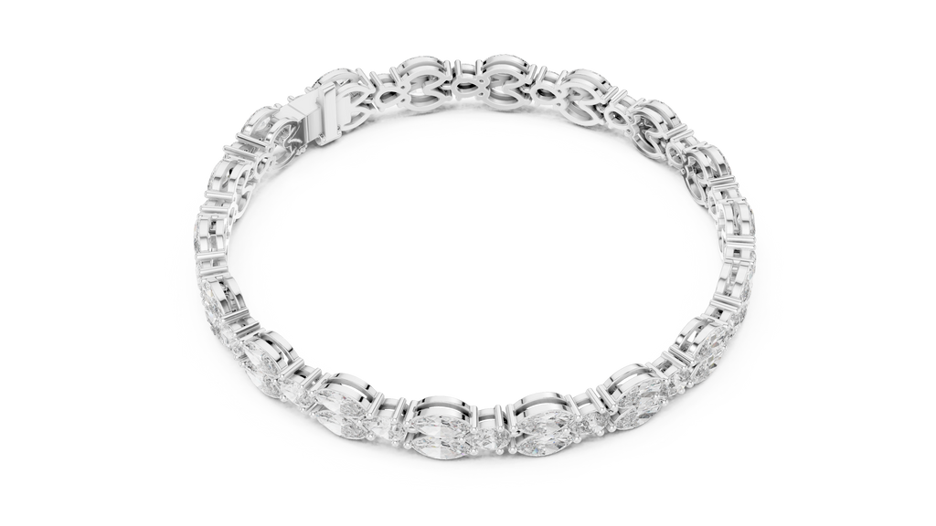 Marquise & Pear Petal Cluster Diamond Tennis Bracelet