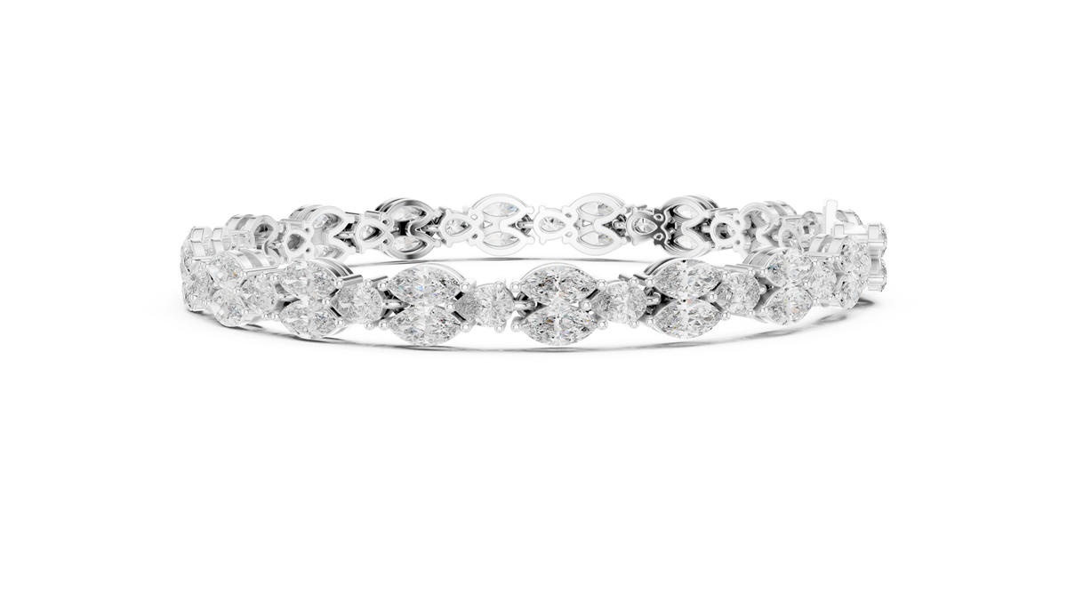 Marquise & Pear Petal Cluster Diamond Tennis Bracelet