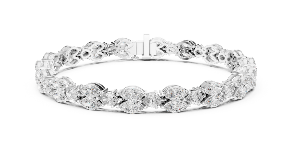 Marquise & Pear Petal Cluster Diamond Tennis Bracelet