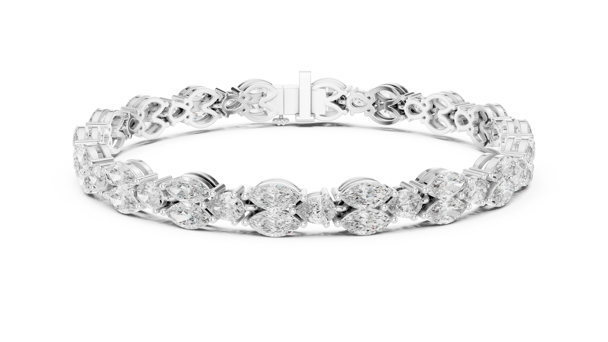 Marquise & Pear Petal Cluster Diamond Tennis Bracelet