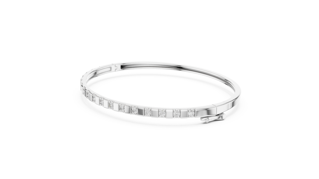 Alternating Diamond & Polished Block Station Bracelet