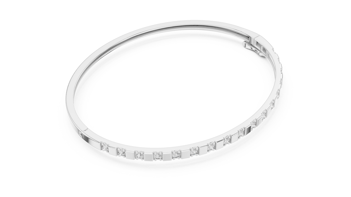 Alternating Diamond & Polished Block Station Bracelet