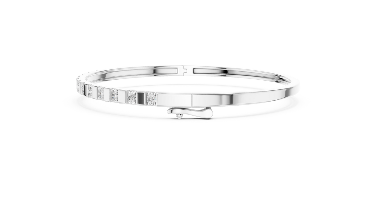 Alternating Diamond & Polished Block Station Bracelet
