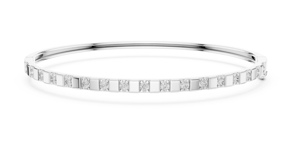 Alternating Diamond & Polished Block Station Bracelet
