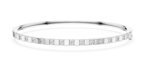 Alternating Diamond & Polished Block Station Bracelet
