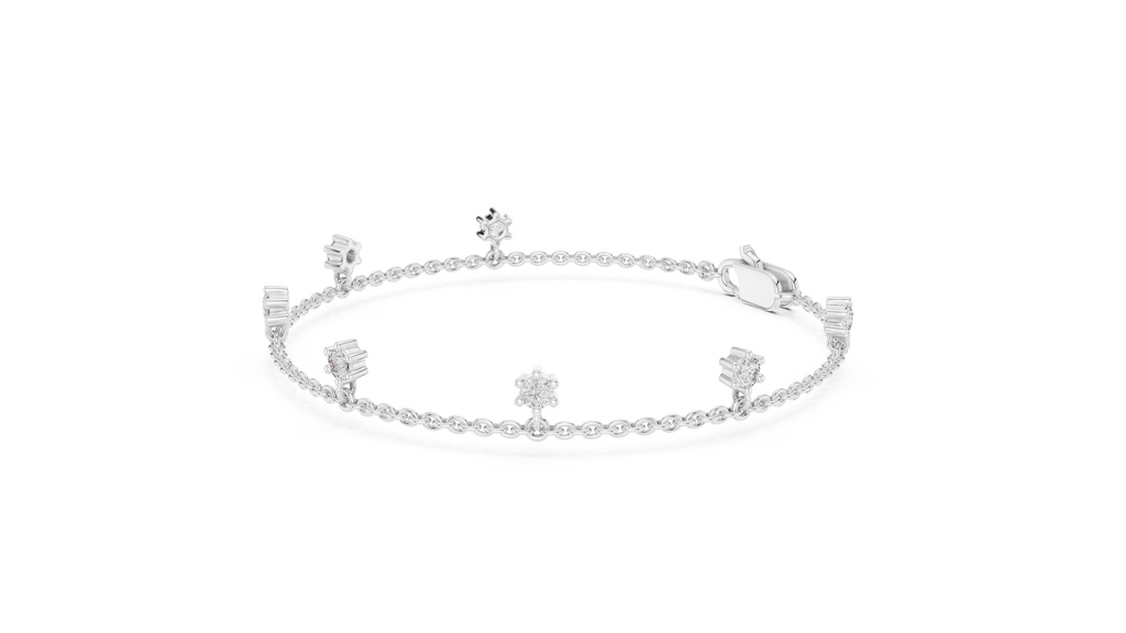 Floating Diamond Drop Charm Chain Bracelet