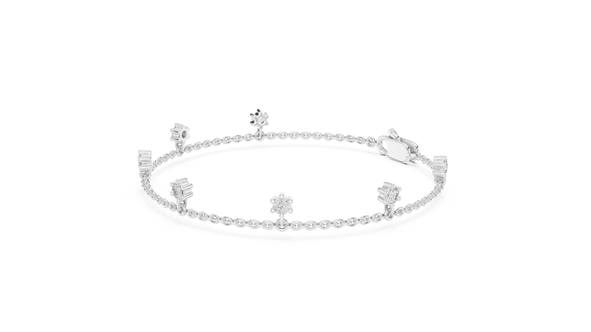 Floating Diamond Drop Charm Chain Bracelet