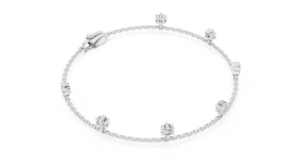 Floating Diamond Drop Charm Chain Bracelet