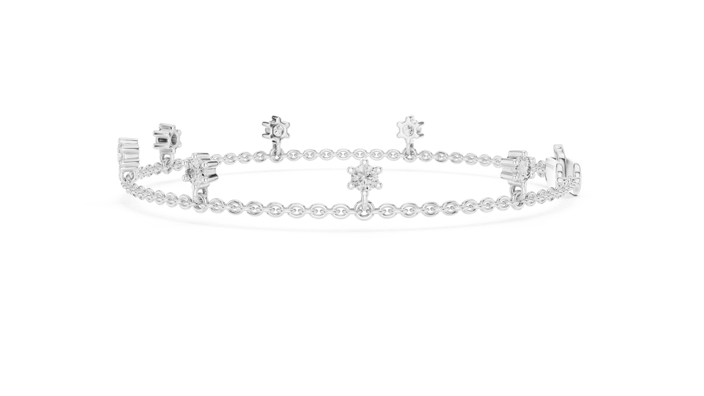 Floating Diamond Drop Charm Chain Bracelet