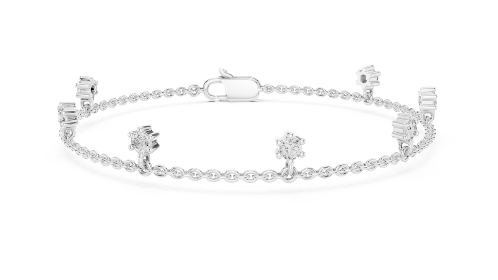 Floating Diamond Drop Charm Chain Bracelet