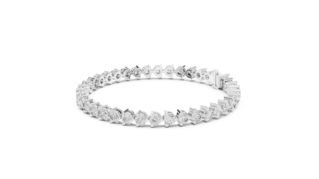 Three-Prong Round Diamond Tennis Bracelet