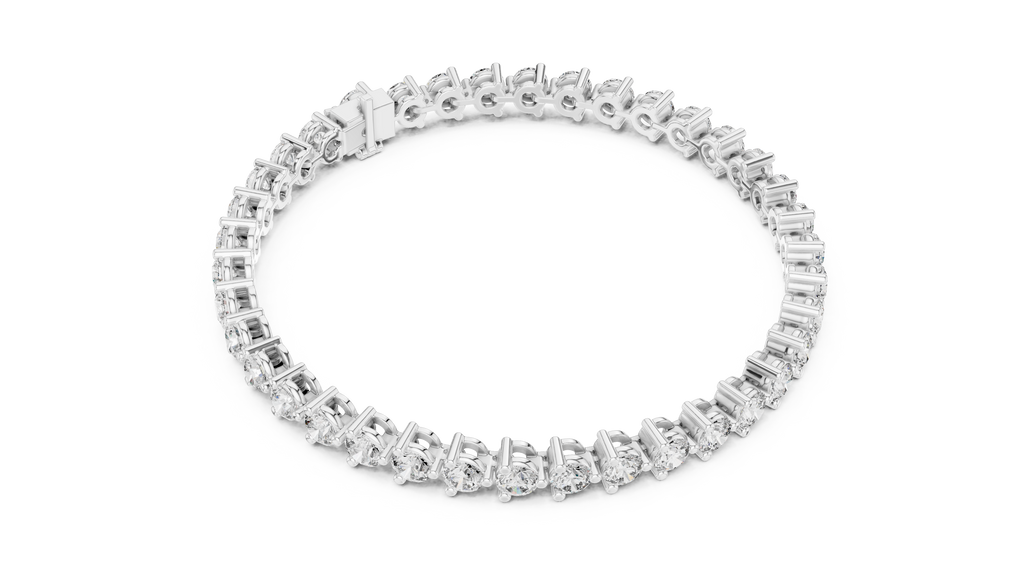 Three-Prong Round Diamond Tennis Bracelet