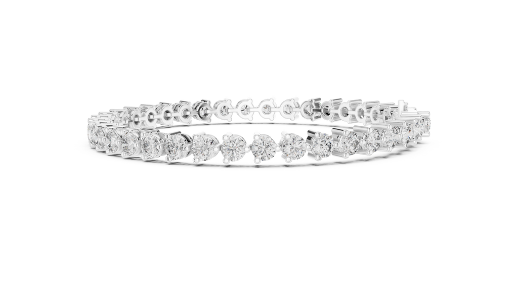 Three-Prong Round Diamond Tennis Bracelet