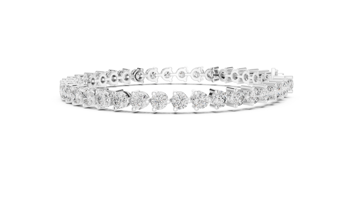 Three-Prong Round Diamond Tennis Bracelet
