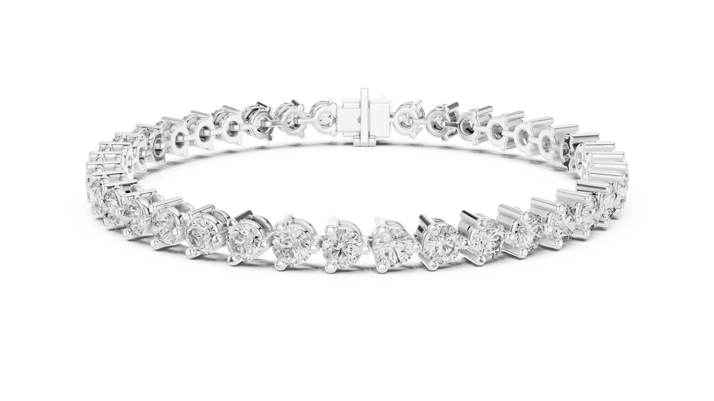 Three-Prong Round Diamond Tennis Bracelet
