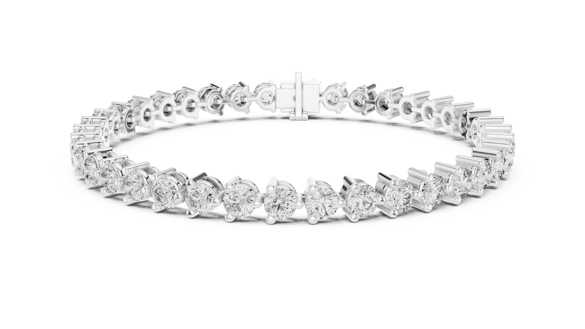 Three-Prong Round Diamond Tennis Bracelet