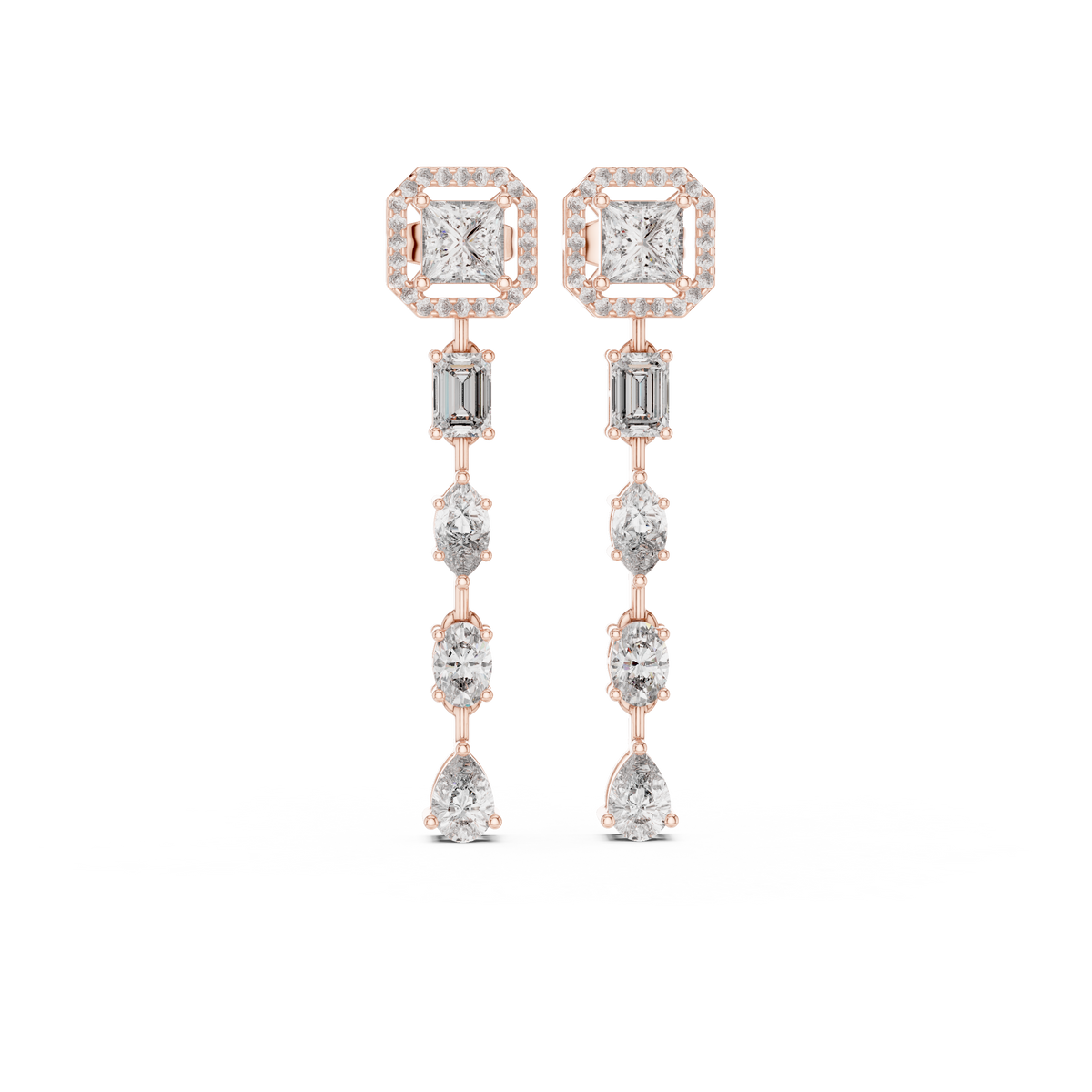 Cascata Graduated Multi-Cut Diamond Drop Earring