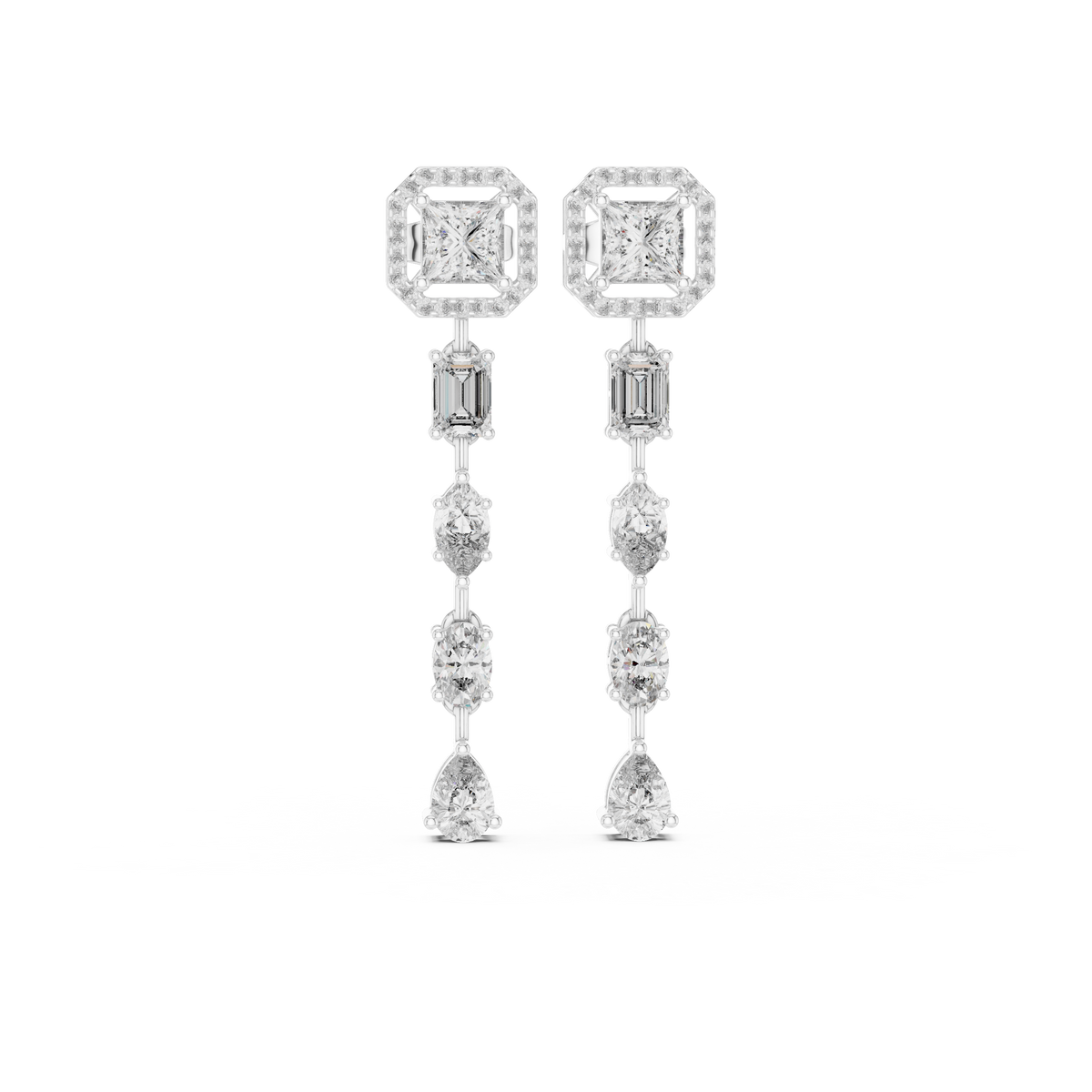 Cascata Graduated Multi-Cut Diamond Drop Earring