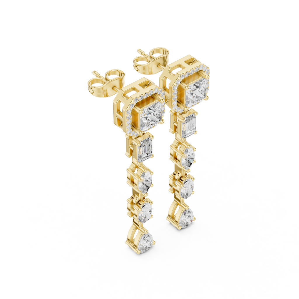 Cascata Graduated Multi-Cut Diamond Drop Earring