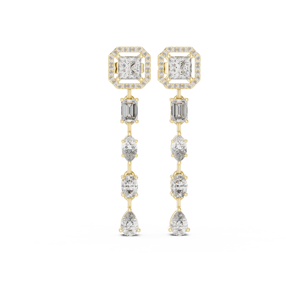 Cascata Graduated Multi-Cut Diamond Drop Earring