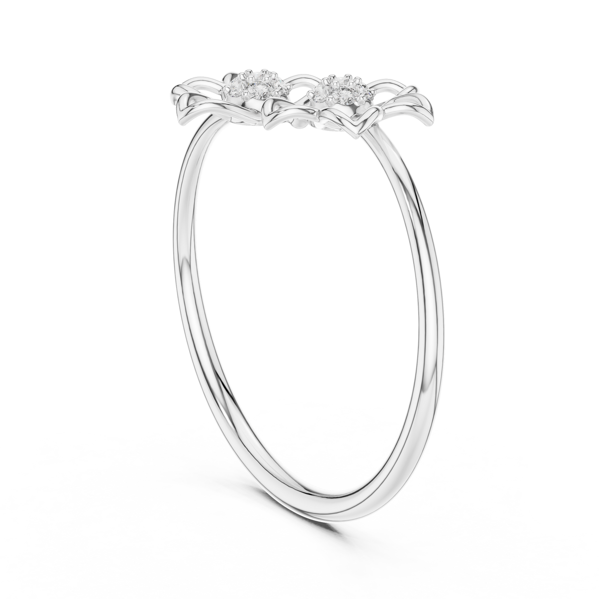 Duetto Twin Open-Petal Floral Diamond Ring