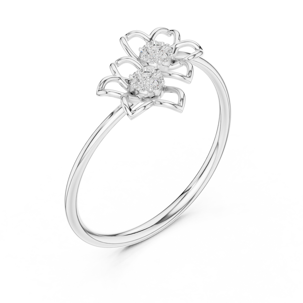 Duetto Twin Open-Petal Floral Diamond Ring