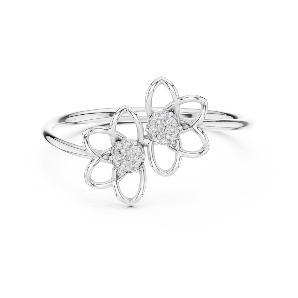 Duetto Twin Open-Petal Floral Diamond Ring