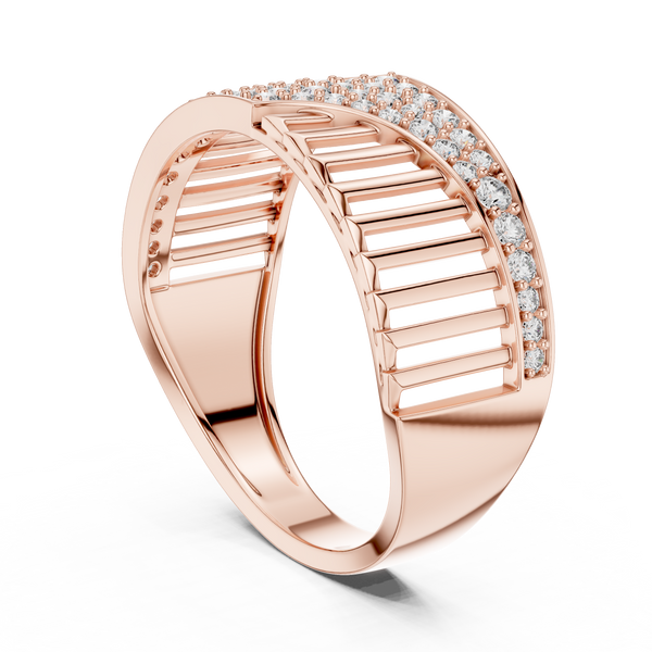 Cascade Diagonal Pavé Ladder Openwork Band Ring