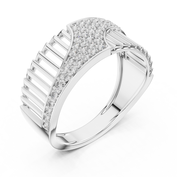 Cascade Diagonal Pavé Ladder Openwork Band Ring