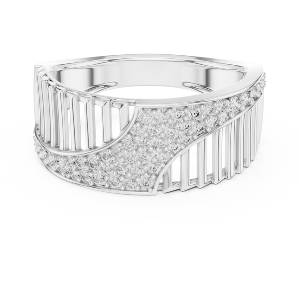 Cascade Diagonal Pavé Ladder Openwork Band Ring