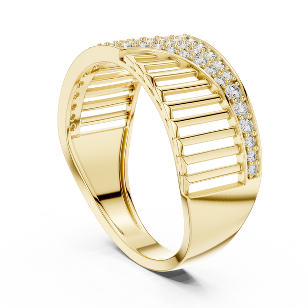 Cascade Diagonal Pavé Ladder Openwork Band Ring