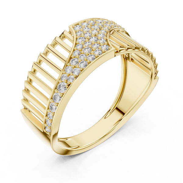 Cascade Diagonal Pavé Ladder Openwork Band Ring