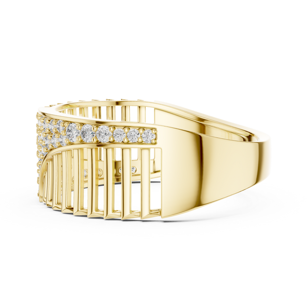 Cascade Diagonal Pavé Ladder Openwork Band Ring