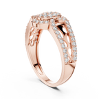 Aurora Oval Halo Cluster Diamond Split-Shank Ring