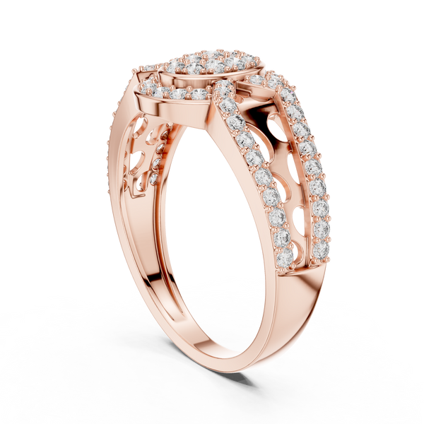 Aurora Oval Halo Cluster Diamond Split-Shank Ring