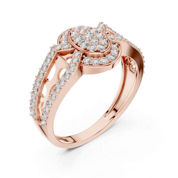 Aurora Oval Halo Cluster Diamond Split-Shank Ring
