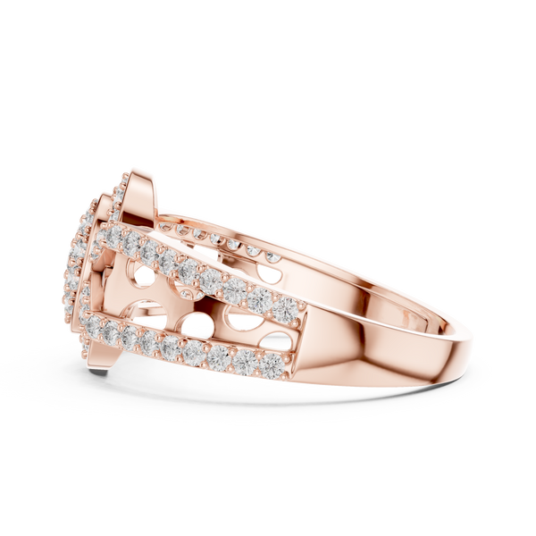Aurora Oval Halo Cluster Diamond Split-Shank Ring