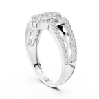 Aurora Oval Halo Cluster Diamond Split-Shank Ring