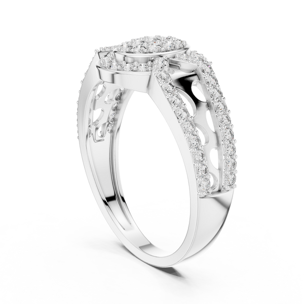 Aurora Oval Halo Cluster Diamond Split-Shank Ring