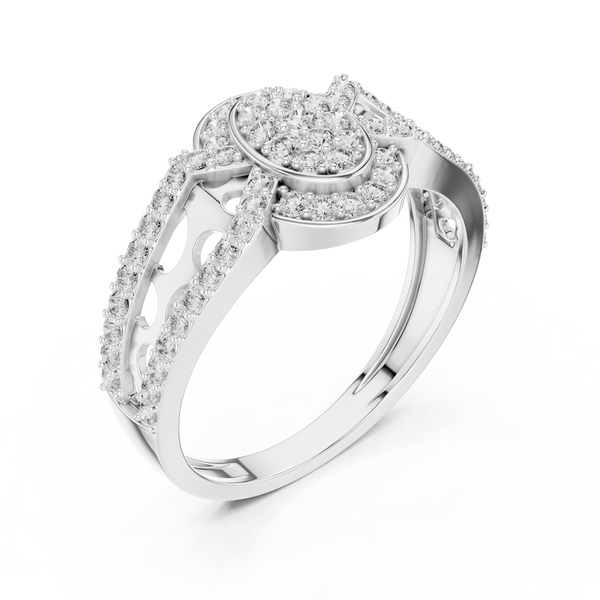 Aurora Oval Halo Cluster Diamond Split-Shank Ring