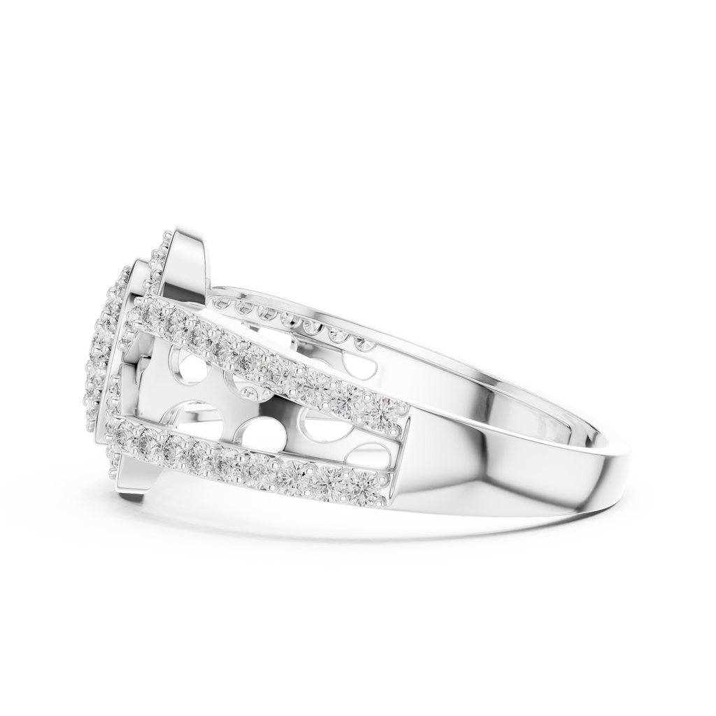 Aurora Oval Halo Cluster Diamond Split-Shank Ring