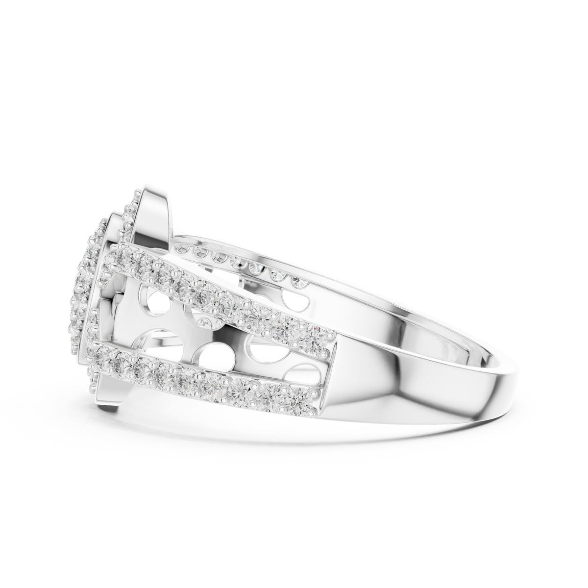 Aurora Oval Halo Cluster Diamond Split-Shank Ring