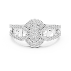 Aurora Oval Halo Cluster Diamond Split-Shank Ring