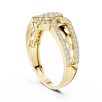 Aurora Oval Halo Cluster Diamond Split-Shank Ring