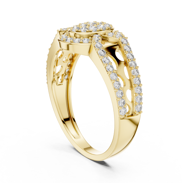 Aurora Oval Halo Cluster Diamond Split-Shank Ring