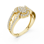 Aurora Oval Halo Cluster Diamond Split-Shank Ring