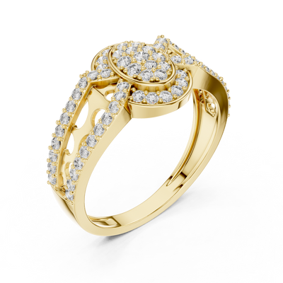 Aurora Oval Halo Cluster Diamond Split-Shank Ring