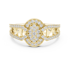 Aurora Oval Halo Cluster Diamond Split-Shank Ring